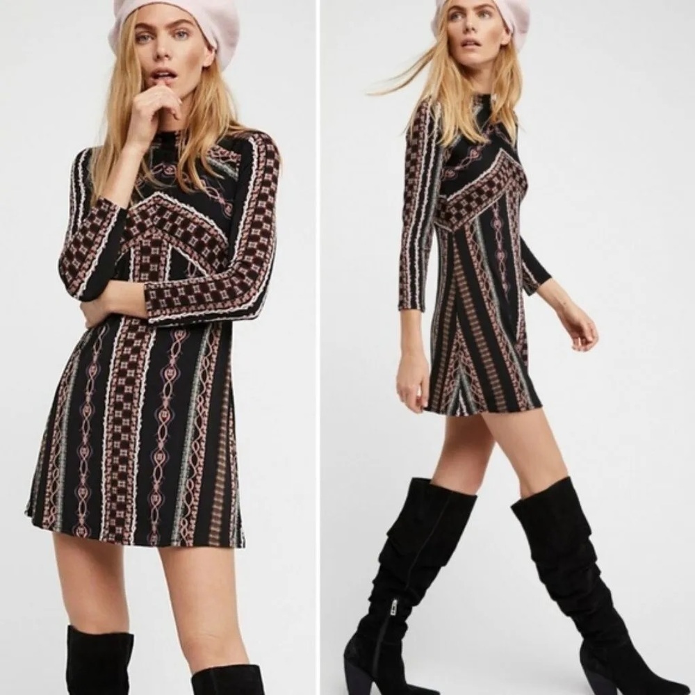 FREE PEOPLE Stella Print Knit Dress